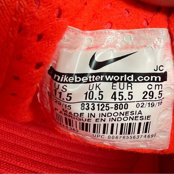 NIKE ROSHE ONE HYPERFUSE BR MEN SIZE 11.5 TOTAL CRIMSON & WHITE - Picture 10 of 10